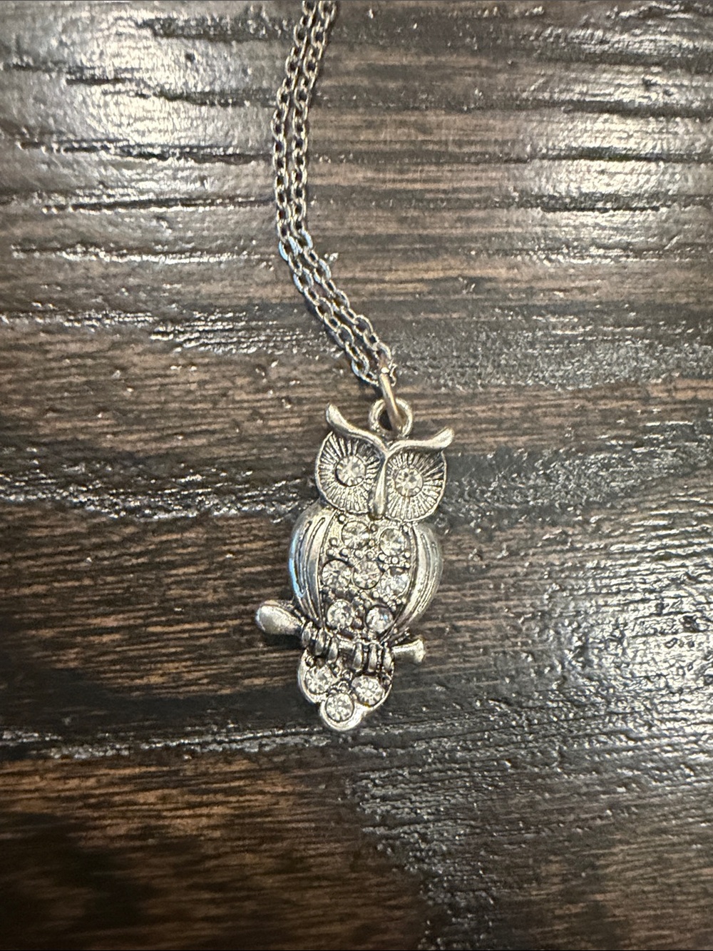 Sparkling Silver Owl Pendant Necklace - Women's Jewelry